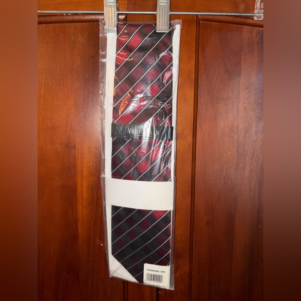 Van Heusen Burgundy and Black Diagonal Striped Tie #1247